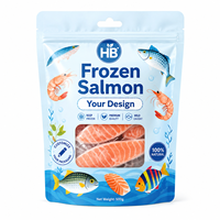 Sachet d'emballage personnalisé pour fruits de mer surgelés, qualité alimentaire, avec fermeture éclair et fenêtre transparente pour saumon