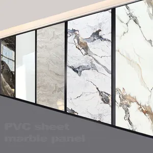 Pizarra de carbono mármol pared decorativa bambú carbón madera chapa bambú carbón tablero PVC UV mármol hoja panel de pared