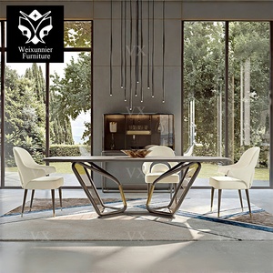 Sang trọng hiện đại Bắc Âu bàn ăn đặt cao cấp 8 chỗ ngồi với rắn gỗ bàn ăn đặt ý đá cẩm thạch bàn ăn - Product Image 1