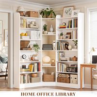 Bibliothèque en forme de L à 6 niveaux, fabriquée à partir de panneaux de bois de haute qualité de 15 mm d'épaisseur
