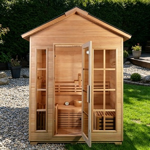 Sauna de Vapor Húmedo de Madera de Estilo Tradicional para 2 Personas, Personalizable, para Exteriores, con Terapia de Luz - Product Image 1