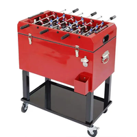 Ember Pendingin Es Logam Merah 80QT/75L dengan Roda, Laris Grosir, untuk Luar Ruangan, Patio, Meja Sepak Bola, Kapasitas Besar