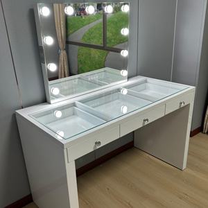 Toletta moderna Chic con lussuoso cassetto di vetro specchio illuminato e luci mozzafiato vanità camera da letto - Product Image 1