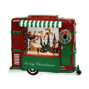 Best Verkopende Kerstman Rendier Slee Led Kunstmatige Huisdecoratie Kerstcadeau Driewielige Trolley Wervelend Verlicht