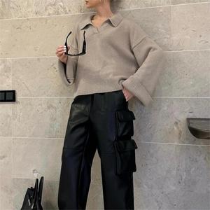 2026 Knitwear Supplier Custom <strong>Ladies</strong> 100% Wool Cashmere <strong>Polo</strong> <strong>Neck</strong> Sweater Soft Ribbed Knitted Oversized Cashmere <strong>Jumper</strong> - Product Image 3