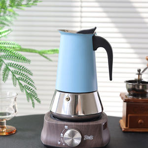 Mini cafetera italiana cubana <span class=keywords><strong>Moka</strong></span> con tapa Espresso Geyser Maker para estufa de inducción Metal Manual Geyser Coffee Maker - Product Image 2