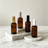 Flacon compte-gouttes rond en verre brun transparent de 150 ml avec bouchon en plastique pour sérum de soin de la peau et huiles essentielles, étiquettes personnalisables