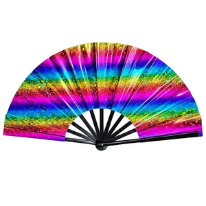 Summer Gifts Rainbow Rave Folding Fan Large Personalized Hand Fans