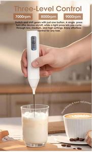 Handheld Electric Milk Frother Coffee Whisk Foam Mixer with USB Rechargeable 3 Speeds - Product Image 6