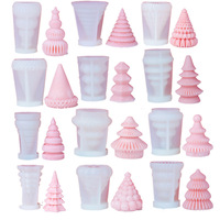 HY Divers moules en silicone 3D en forme d'arbre de Noël géométrique pour bougies, plâtre aromatique, cire et résine, outils de bricolage