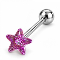 Piercing de langue Hiphop Star en acrylique, bijou de langue en améthyste pour mariages/anniversaires, vente en gros, exportation