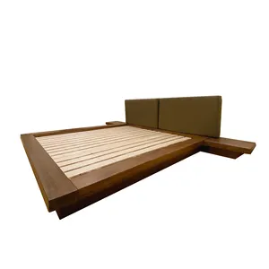 Cadre de lit en bois massif, base de matelas, Tatami, plates-formes de lit murales avec grands oreillers, ensembles de meubles de chambre à coucher de luxe, OEM ODM