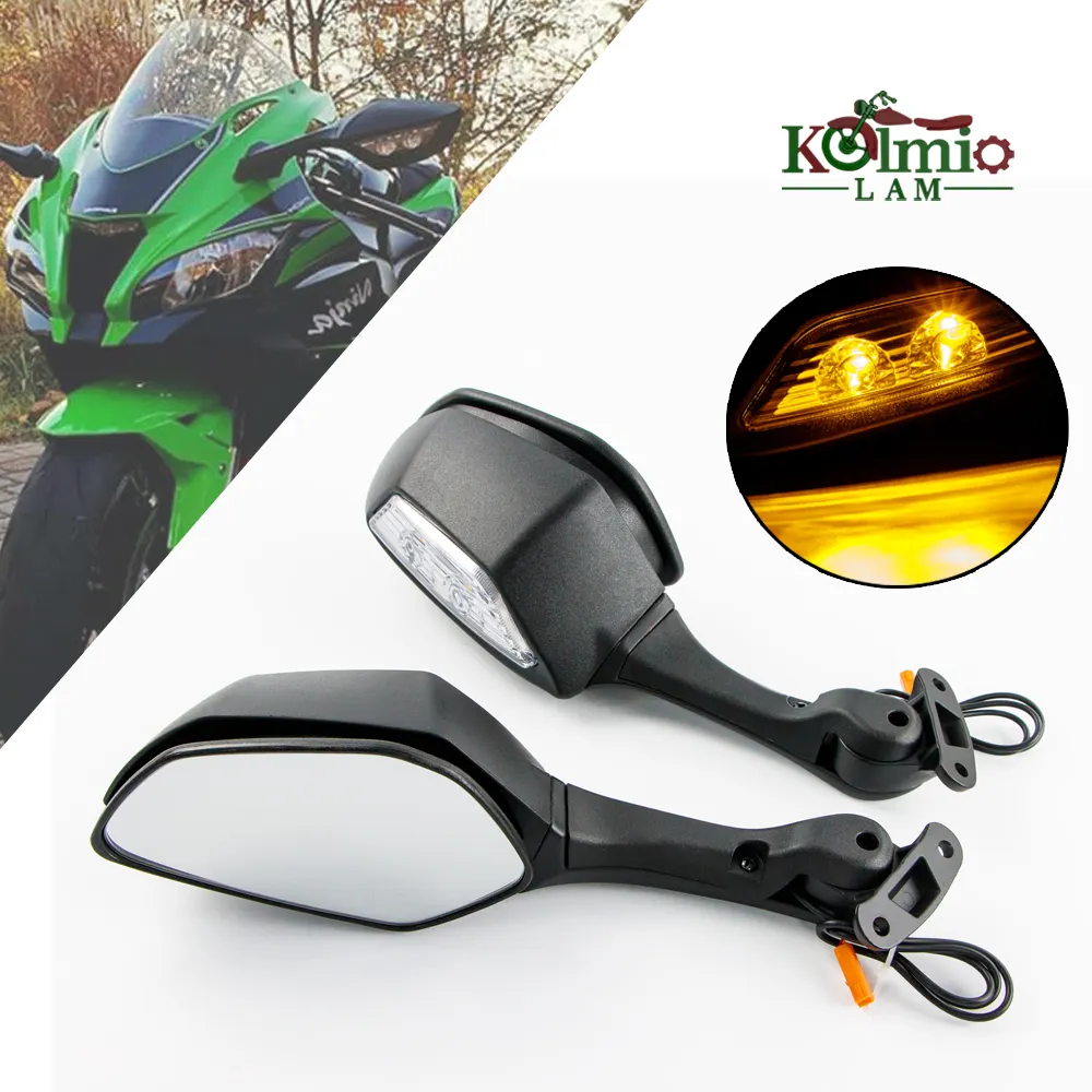 Rétroviseurs latéraux de moto KOLMIO-LAM avec clignotant LED pour Kawasaki Ninja ZX-10R ZX10R 2011-2015
