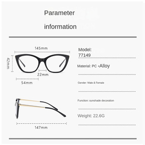 Montures de lunettes <span class=keywords><strong>papillon</strong></span> tendance pour femmes avec protection UV400 pour la lecture, style ordinateur, lunettes anti-lumière bleue - Product Image 3
