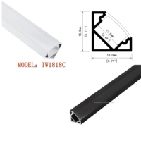 Diffuseur de lumière LED noir de 18 mm de largeur pour bande LED de 12 mm, montage en surface d'armoire avec profilés en aluminium série 6000