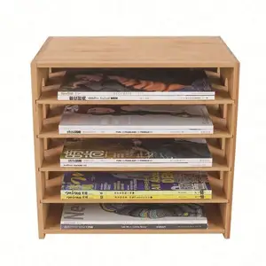 Organizador de documentos de madera de escritorio, soporte de archivo para revistas