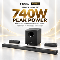 Barre de son Dolby Atmos 740W 7.1.4CH avec 12 haut-parleurs, 4 enceintes orientées vers le haut et caisson de basses sans fil de 8 pouces