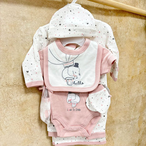 Ensemble de vêtements pour nouveau-né unisexe 7 pièces avec imprimé animal, tout en coton, accessoires pour bébé - Product Image 2