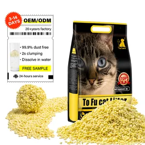 Wholesale 5 Flavors Tofu Cat Litter 6l Dust Free Plant Degradable OEM Bulk Flushable Clumping Millet Tofu Cat Litter Sand