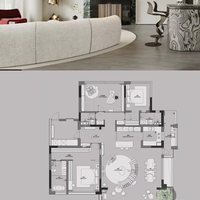 Solution de design d'intérieur de luxe moderne française tout-en-un, dessins CAO 3D haut de gamme, schéma de mobilier personnalisé, services pour villas