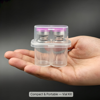 Étui de voyage écologique 2 compartiments pour flacons de peptides 3 ml, boîte en PP + flacons en verre + bouchon à clapet + bouchon de retenue, kit complet, fournitures de laboratoire en vrac OEM