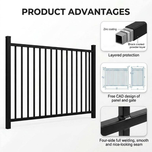 Panneaux de clôture de sécurité à piquets verticaux, design à sommet plat, préassemblés, installation facile, pour l'environnement d'apprentissage des enfants - Product Image 3