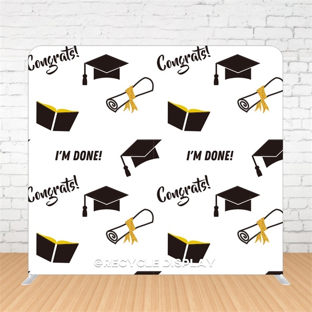 Hot Sales 8ft/10ft/20ft Custom Tension Fabric Backdrop Stand for Graduation Straight Pillowcase Backdrop