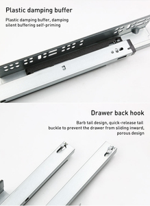 Ẩn ba phần cơ sở nhựa trượt giảm xóc ngăn kéo tủ đệm theo dõi Báo Chí phục hồi đường sắt hướng dẫn cho nhà bếp & Phòng tập thể dục đồ nội thất - Product Image 6