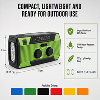 Radio d'urgence solaire à manivelle pour le camping, AM FM NOAA, lampe de poche, port USB rechargeable