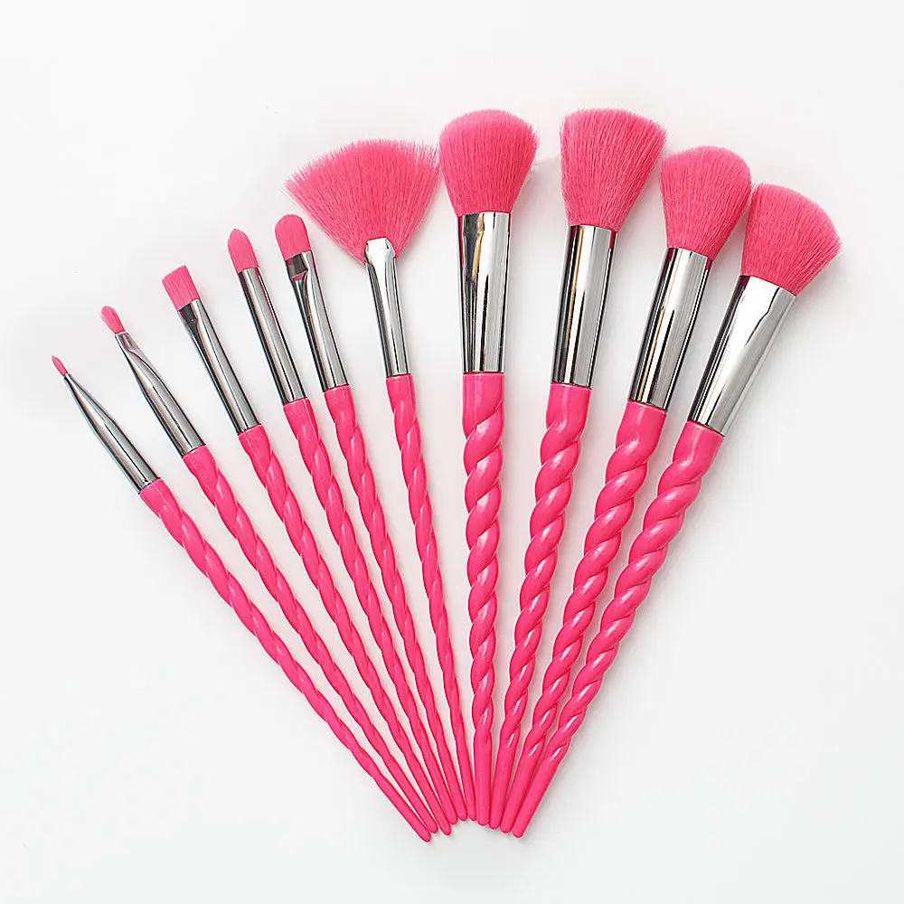 10PCS Makeup Brushes Pink Green Brush Set Powder Eyeshadow Blending Eyeliner Eyelash Eyebrow Make Up Beauty Brushes