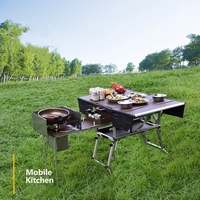 Table de camping pliable pour véhicule portable en plein air, cuisine mobile, table de pique-nique pour les voyages en famille