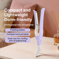Mini lisseur et fer à boucler 2-en-1 avec revêtement céramique, fer à lisser de voyage pour franges et boucles vers l'intérieur, coiffage portable