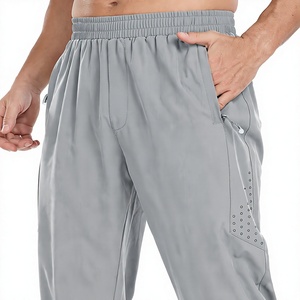 Men Quick Dry Athletic Pants <b>Elastic</b> <b>Waist</b> Lightweight Gray Jogger <b>Trousers</b> <b>with</b> Side Pockets - Product Image 3