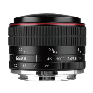 Objectif fisheye Meike <span class=keywords><strong>6</strong></span>,5 mm F2.0 à mise au point manuelle pour la photographie de portraits ou de paysages, compatible avec les appareils photo Sony/Canon/Fuji/<span class=keywords><strong>Nikon</strong></span>/M43 APS-C - Product Image 1