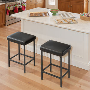 Banco de Bar Moderno Impermeable de Cuero PU, Altura Fija, Estructura de Hierro con Esponja 28D, Fácil de Limpiar, para Uso Comercial, Hogar, Gimnasio - Product Image 2