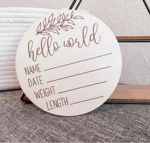 Cartes d'annonce de bébé nouveau-né gravées en bois | Signe de statistiques de naissance - Product Image 2