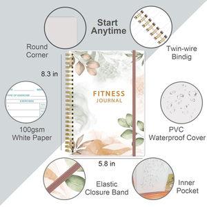 Diario de Fitness con Cubierta de PP Wire-O, Planificador de Gimnasio, Diario de Planificación Diaria de Ejercicio, Diario de Seguimiento de Entrenamiento y Dieta, Planificador de Pérdida de Peso - Product Image 2