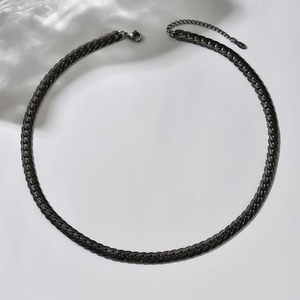 Unisex Minimalist Stainless Steel Necklace Link <b>Chain</b> with Geometric Pattern Trendy Fashion Jewelry for Anniversary Unisex Gift - Product Image 2