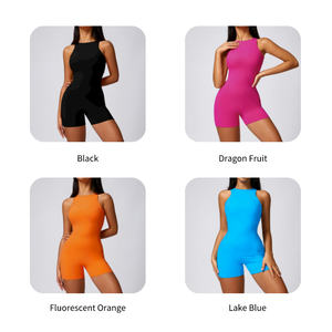 Combinaison de sport pour <span class=keywords><strong>femme</strong></span>, nouvelle collection 2024, séchage rapide, dos ajouré, tenue de sport, combinaison courte, combinaison de yoga - Product Image 2