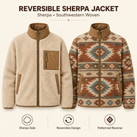 Veste réversible en sherpa géométrique rétro pour homme, manteau d'hiver en polaire, tissage sud-ouest, fabricant OEM ODM pour l'extérieur