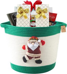 Amaz0n Cesta <span class=keywords><strong>de</strong></span> tendencia <span class=keywords><strong>de</strong></span> alta calidad Diseño navideño Cuerda <span class=keywords><strong>de</strong></span> algodón Cesta redonda tejida con asa - Product Image 2