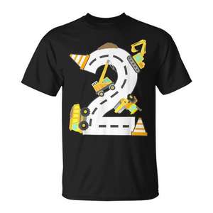 Camiseta de cumpleaños 2nd Construction para niños de 2 años con diseño de excavadora - Product Image 1