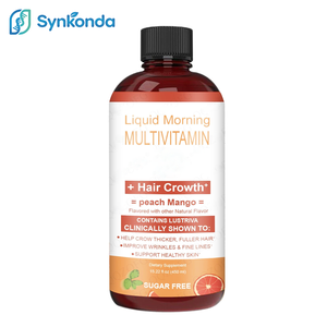 Suplemento Líquido Multivitamínico Orgánico para el Crecimiento del Cabello 450ml Biotina 10000mcg para Cabello Más Grueso Cuidado Facial Antiarrugas Piel Mango Durazno - Product Image 1