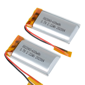 <span class=keywords><strong>Mejor</strong></span> venta 3,7 V batería recargable de litio 602040 702040 baterías de litio 802040 3,7 V 600mAh li-polímero pequeña batería lipo - Product Image 4
