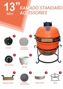Barbecue au charbon de bois Kamado <span class=keywords><strong>en</strong></span> <span class=keywords><strong>fonte</strong></span> céramique de style argentin AUPLEX Mini, petit, portable, multifonctionnel, pour cuisine extérieure, jardin - Product Image 3