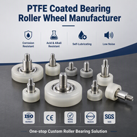 Roue à roulement à billes en acier inoxydable revêtue de PTFE TFL60416-5C1L5M4, 16 mm, goujon fileté M4, poulie de guidage résistante à la corrosion