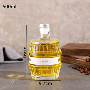 Bouteille en verre transparente en forme <span class=keywords><strong>de</strong></span> baril <span class=keywords><strong>de</strong></span> 500 ml <span class=keywords><strong>vide</strong></span> pour la vodka ou le whisky, avec bouchon en verre ou couvercle en bois, vente en gros - Product Image 6