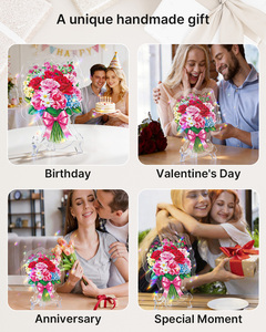 Adorno de acrílico personalizado con diseño de ramo de flores (rosas rosas, rojas y margaritas), tipo rompecabezas, para montaje DIY, ideal para tiendas de regalos, suministro al por mayor y decoración de mesa para el hogar. - Product Image 6