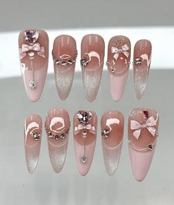 <span class=keywords><strong>Uñas</strong></span> Postizas Acrílicas Hechas a Mano, Colores Deslumbrantes, Diseño Personalizado, Forma <span class=keywords><strong>de</strong></span> Pico <span class=keywords><strong>de</strong></span> Pato, Almendradas, Puntas Largas Cuadradas para Dedos - Product Image 4