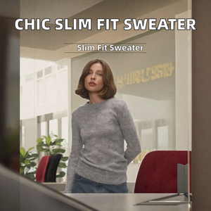 Verano estilo coreano mujer elegante Slim Fit cuello redondo suéter Casual Chic fino manga larga moda señora pulóver frente Suelto - Product Image 2